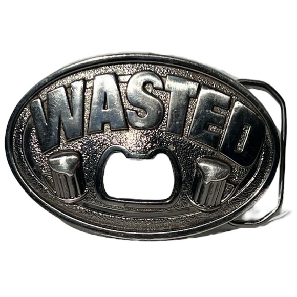 Wasted Belt Buckle Can Opener Unique Statement Beer Drinker Cowboy Rodeo - Picture 1 of 6